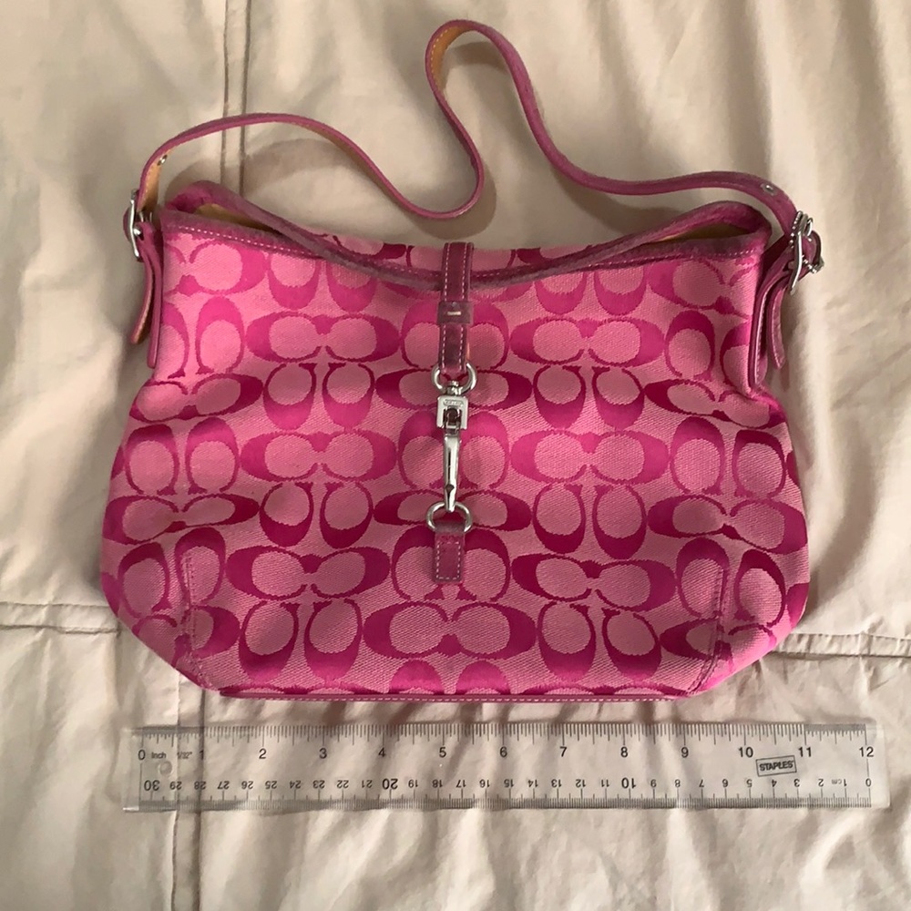 Coach signature pink shoulder bag.